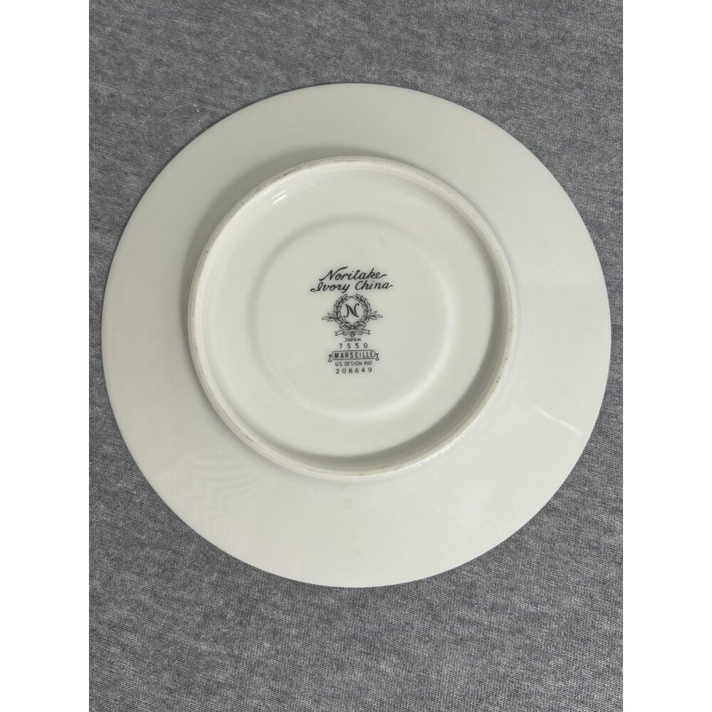 Vintage‎ Noritake Ivory China Marseille 7550 Saucers Set of 4 Floral Trim Silver - Picture 5 of 11